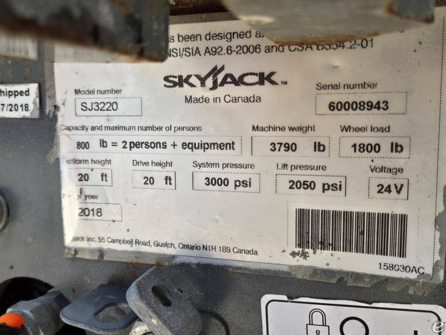 2018 Skyjack SJIII3220