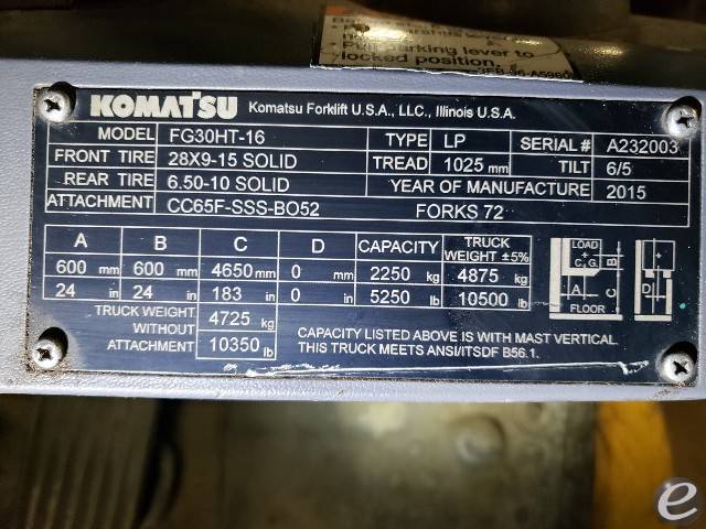 2015 Komatsu FG30HT-16