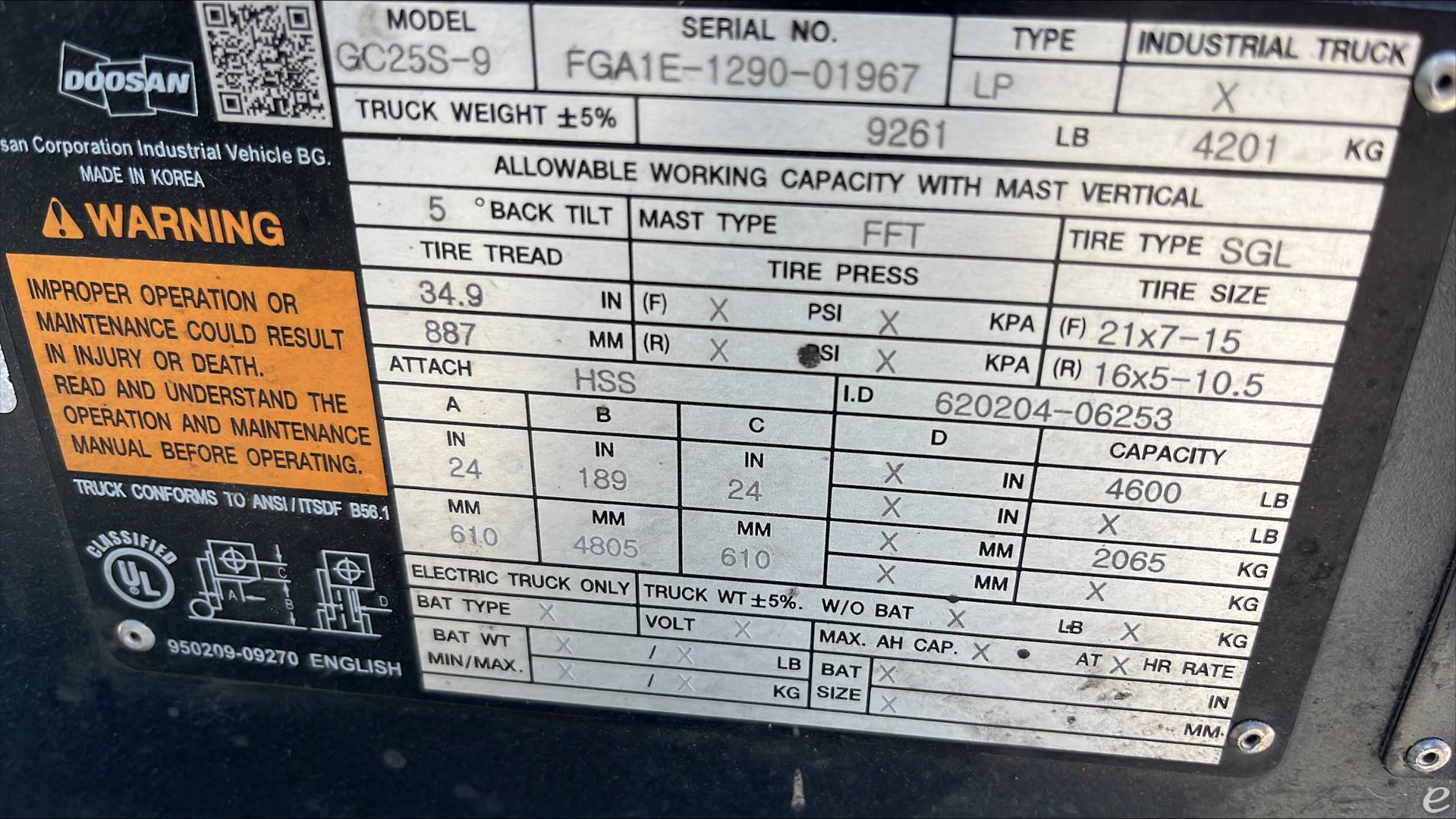 2021 Doosan GC25S-9