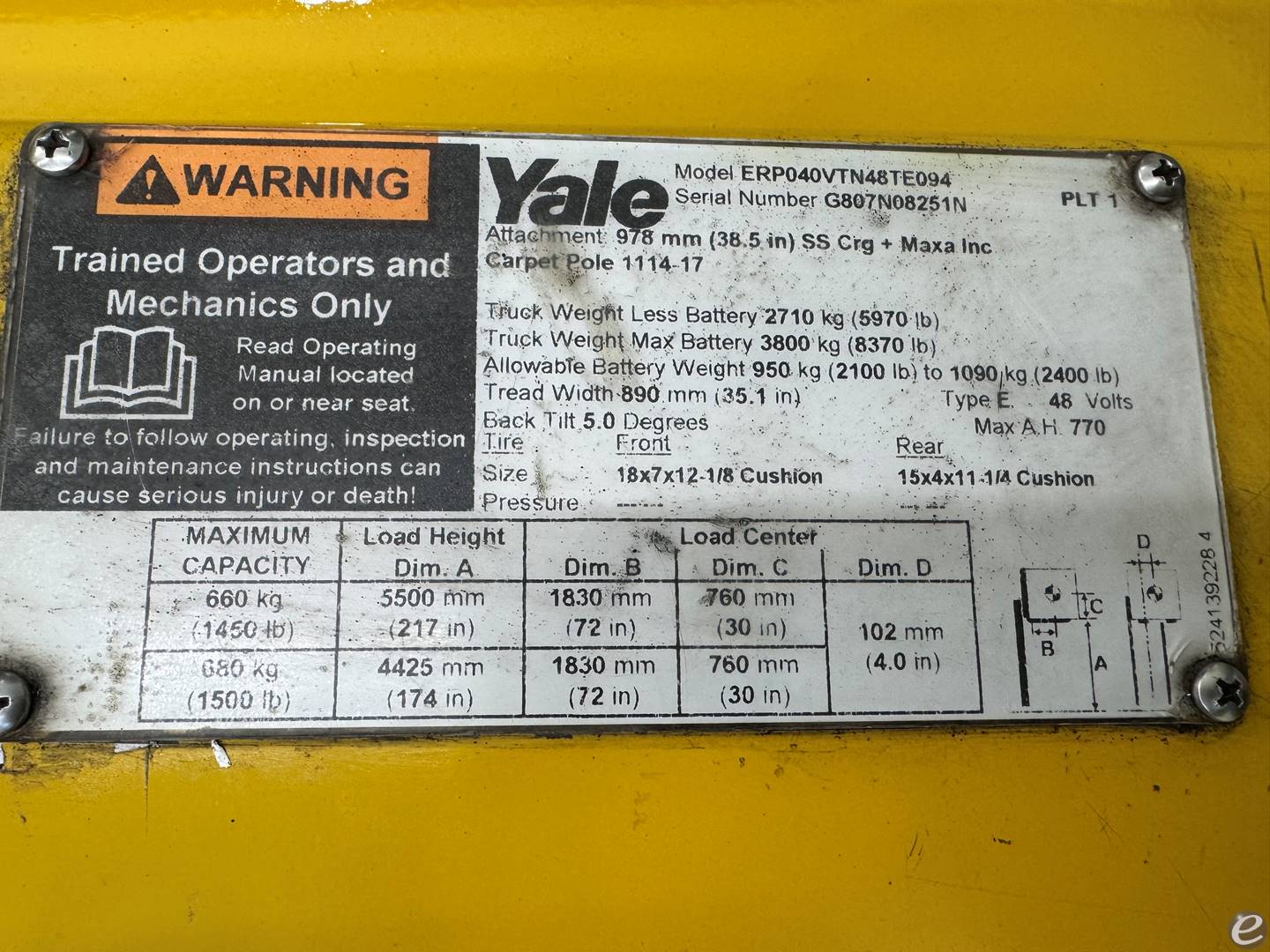 2015 Yale ERP040VT