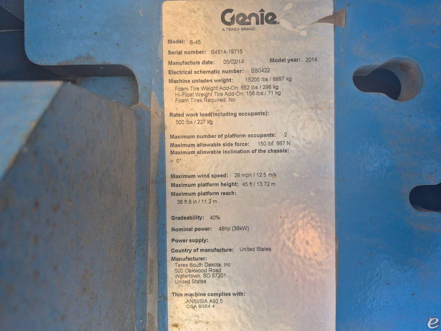 2014 Genie S-45