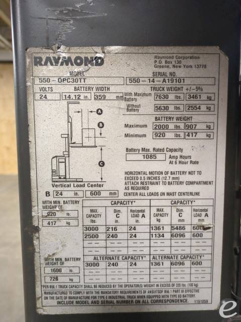 2014 Raymond 550-OPC30TT