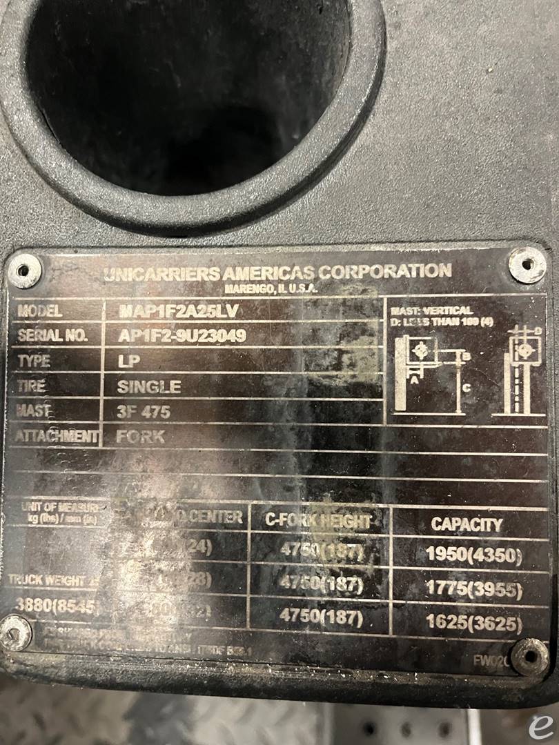 2018 Unicarriers MAP1F2A25LV  /  AF50LP