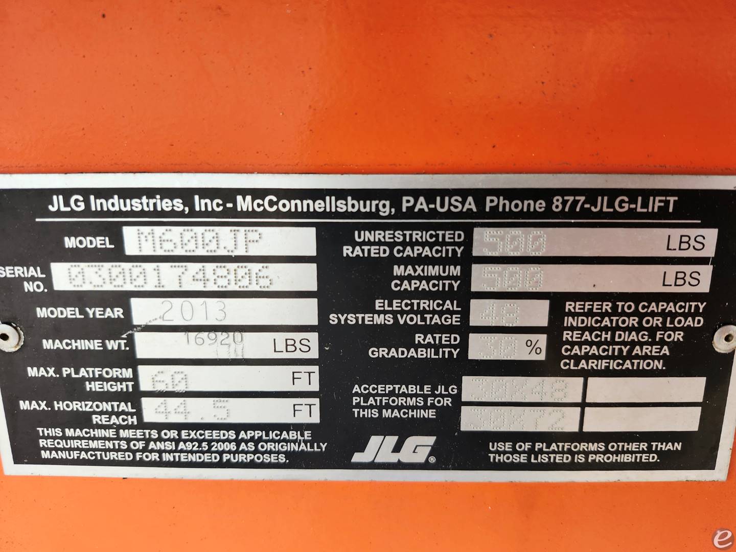 2013 JLG M600JP