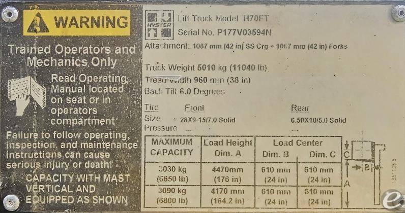 2015 Hyster H70FT