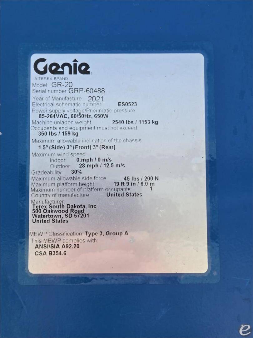 2021 Genie GR20