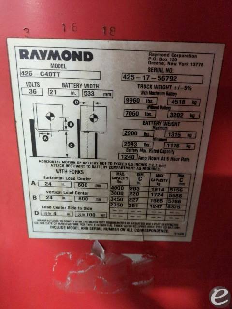 2017 Raymond 425-C40TT