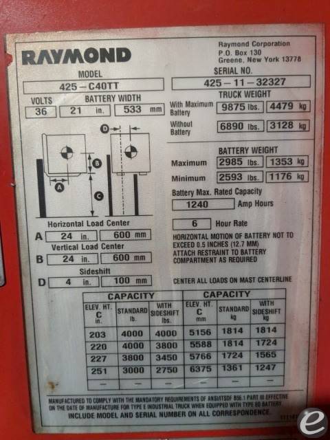 2011 Raymond 425-C40TT