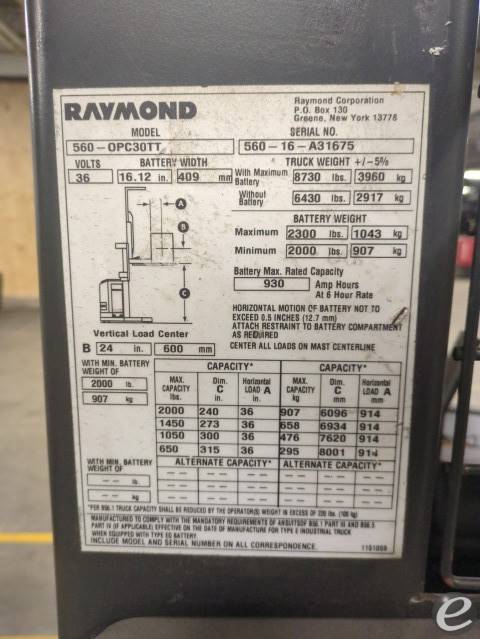 2016 Raymond 560-OPC30TT