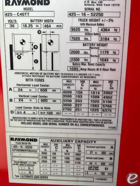 2016 Raymond 425C40TT