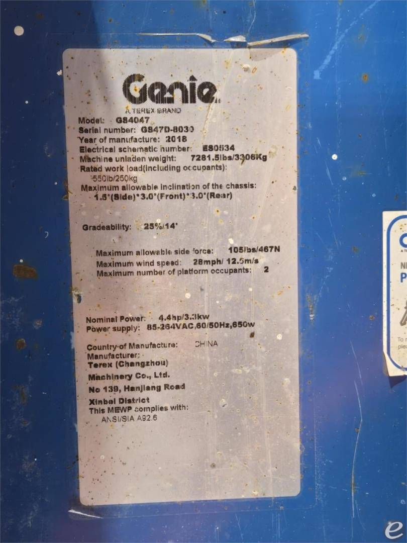 2018 Genie GS4047