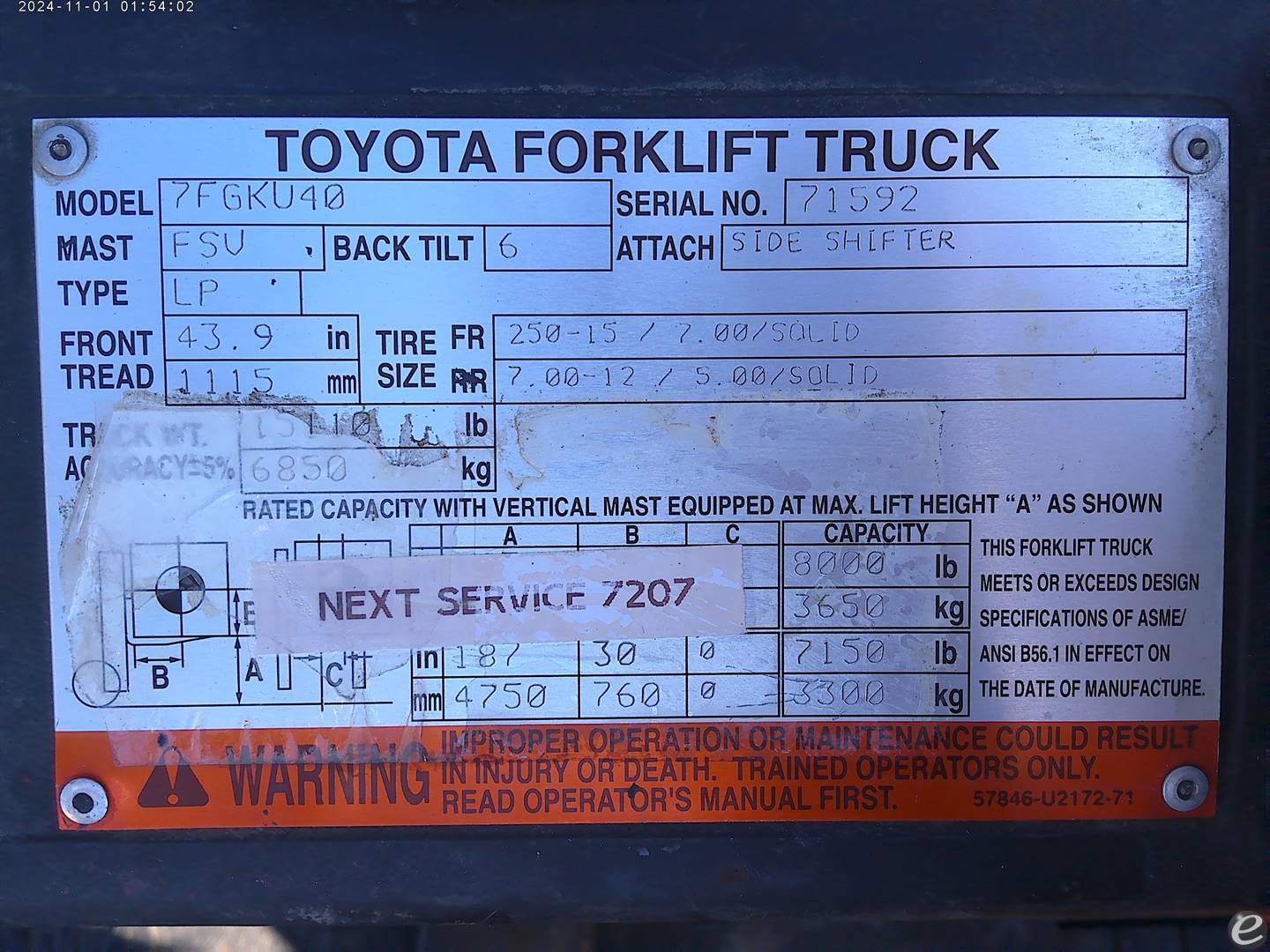 2012 Toyota 7FGKU40