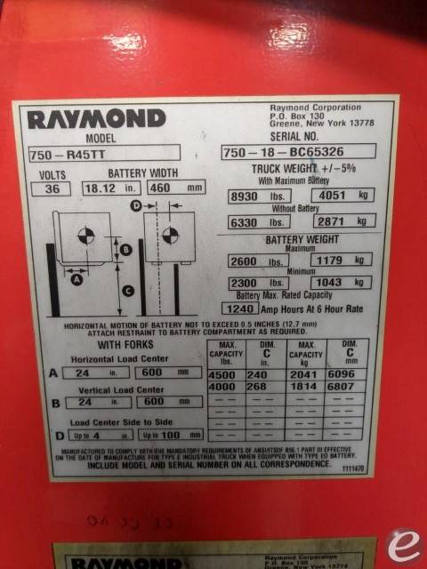 2018 Raymond 750-R45TT