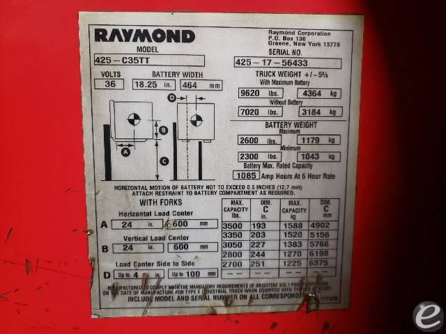 2017 Raymond 425-C35TT