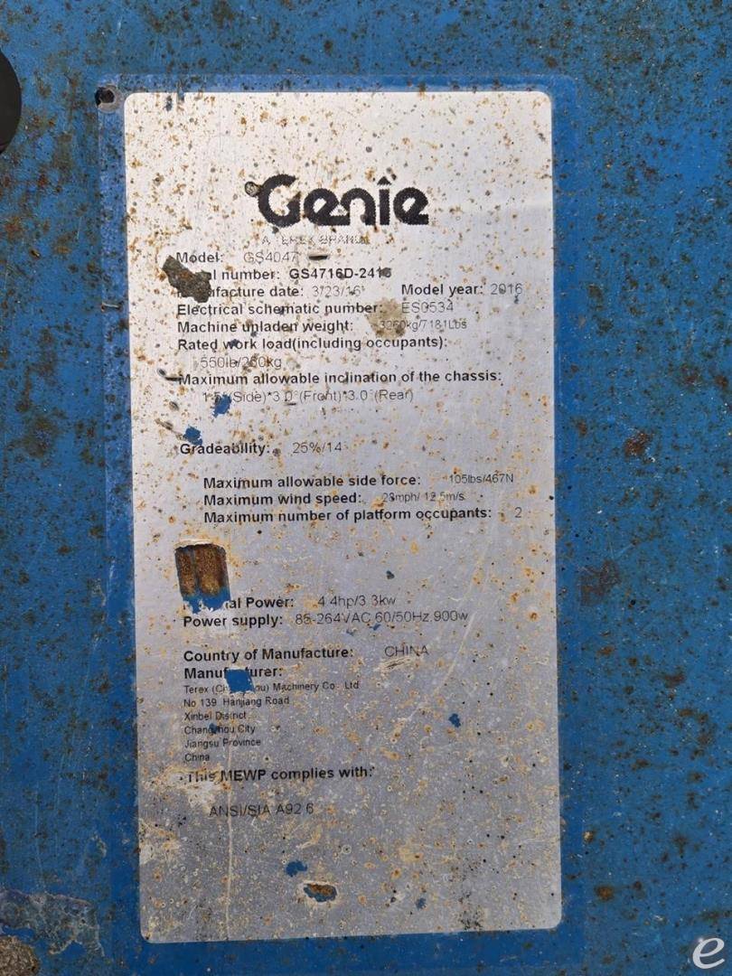 2016 Genie GS4047