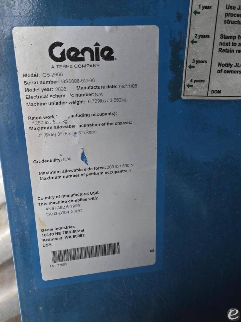 2008 Genie GS2668RT