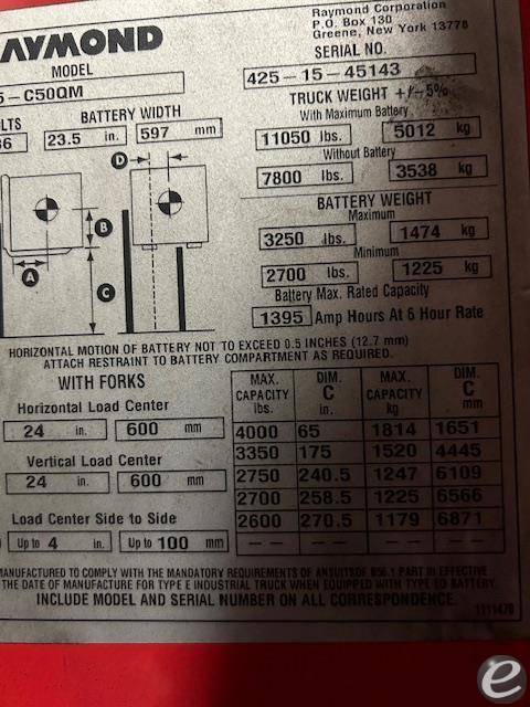 2015 Raymond 425C50QM