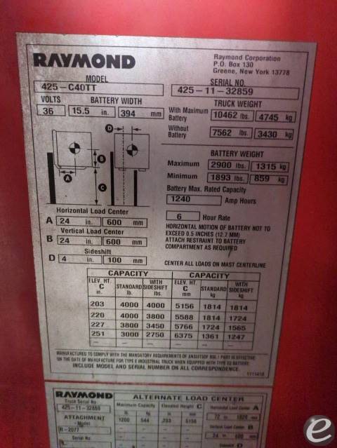 2011 Raymond 425-C40TT