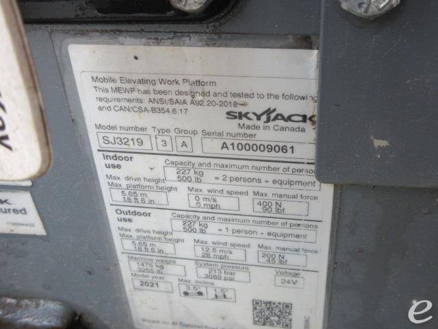 2021 Skyjack SJ3219