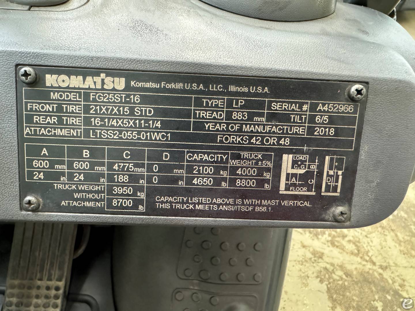 2018 Komatsu FG25ST-16