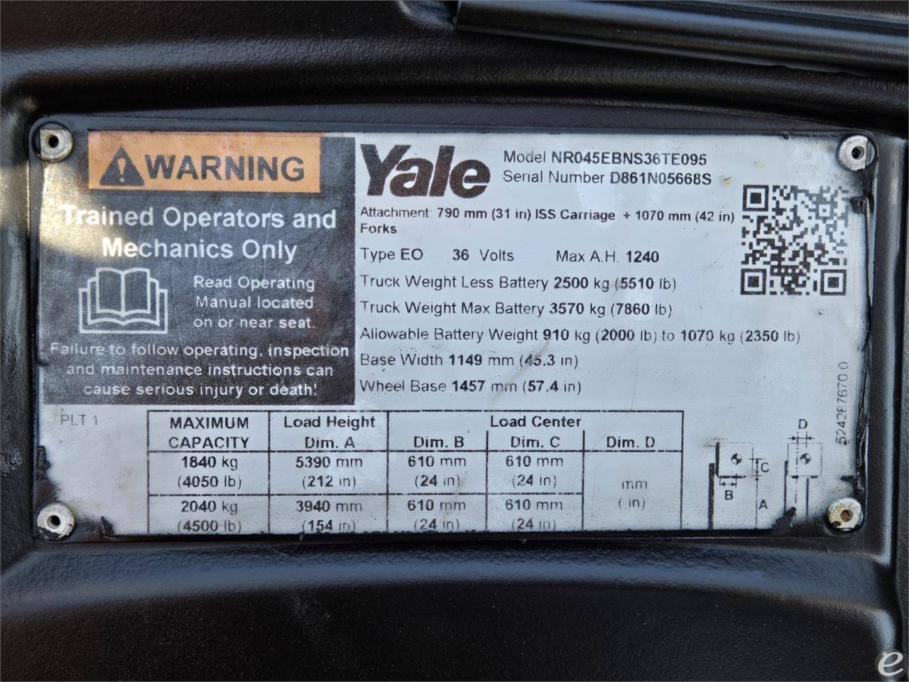 2018 Yale NR045EB