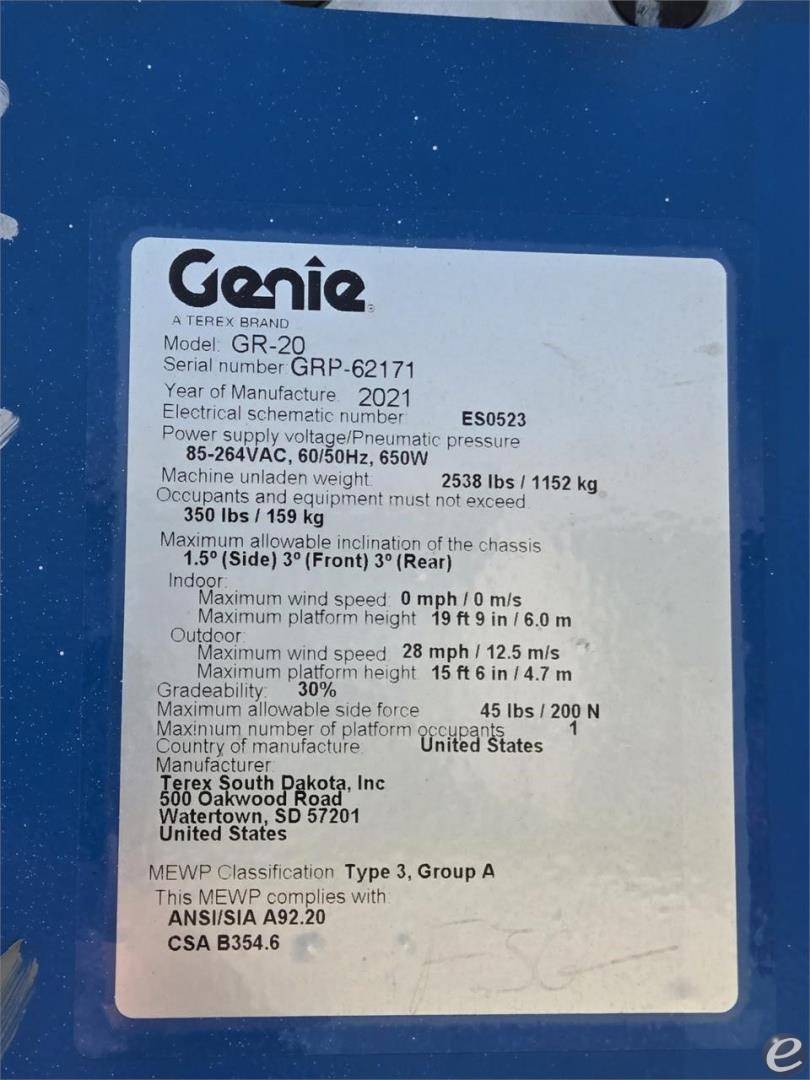 2021 Genie GR20