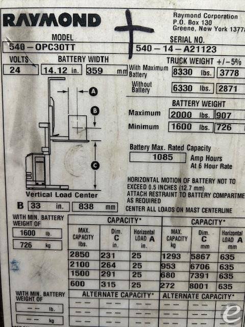 2014 Raymond 540OPC30TT