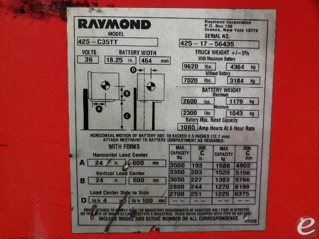 2017 Raymond 425-C35TT