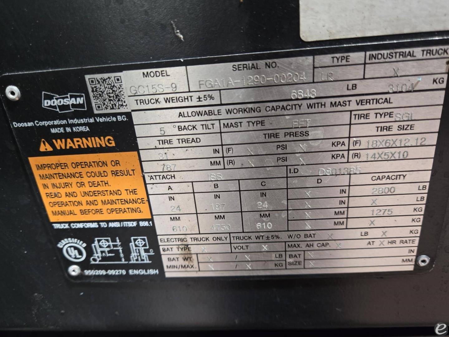 2021 Doosan GC15S-9