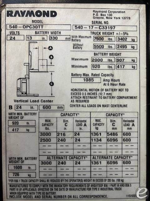 2017 Raymond 540OPC30TT