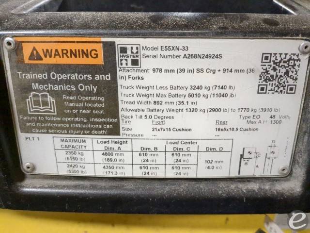 2018 Hyster E55XN-33