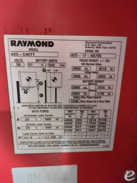 2017 Raymond 425-C40TT