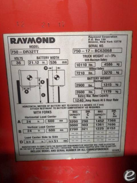 2017 Raymond 750-DR32TT