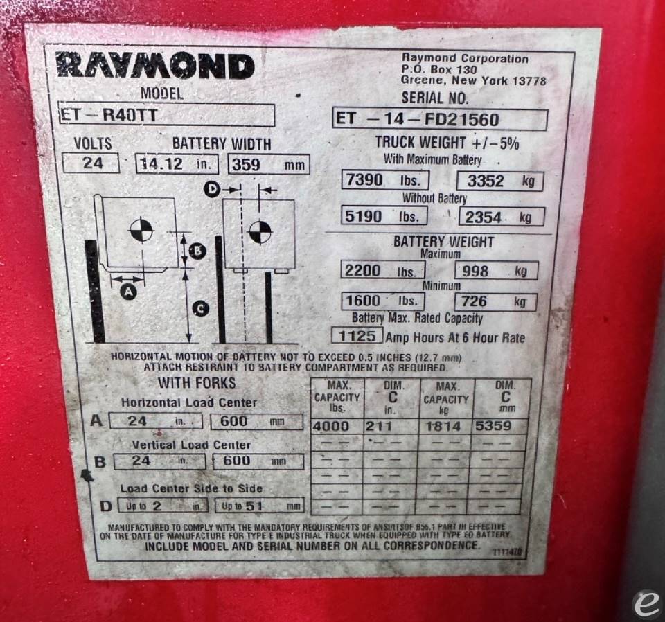 2014 Raymond ET-R40TT