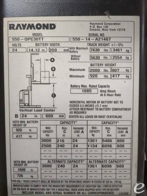 2014 Raymond 550-OPC30TT