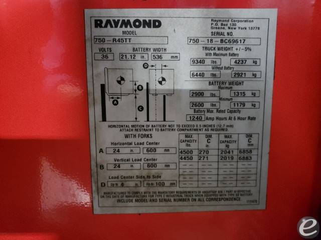 2018 Raymond 750-R45TT