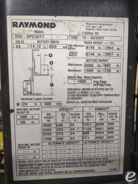 2015 Raymond 550-OPC30TT