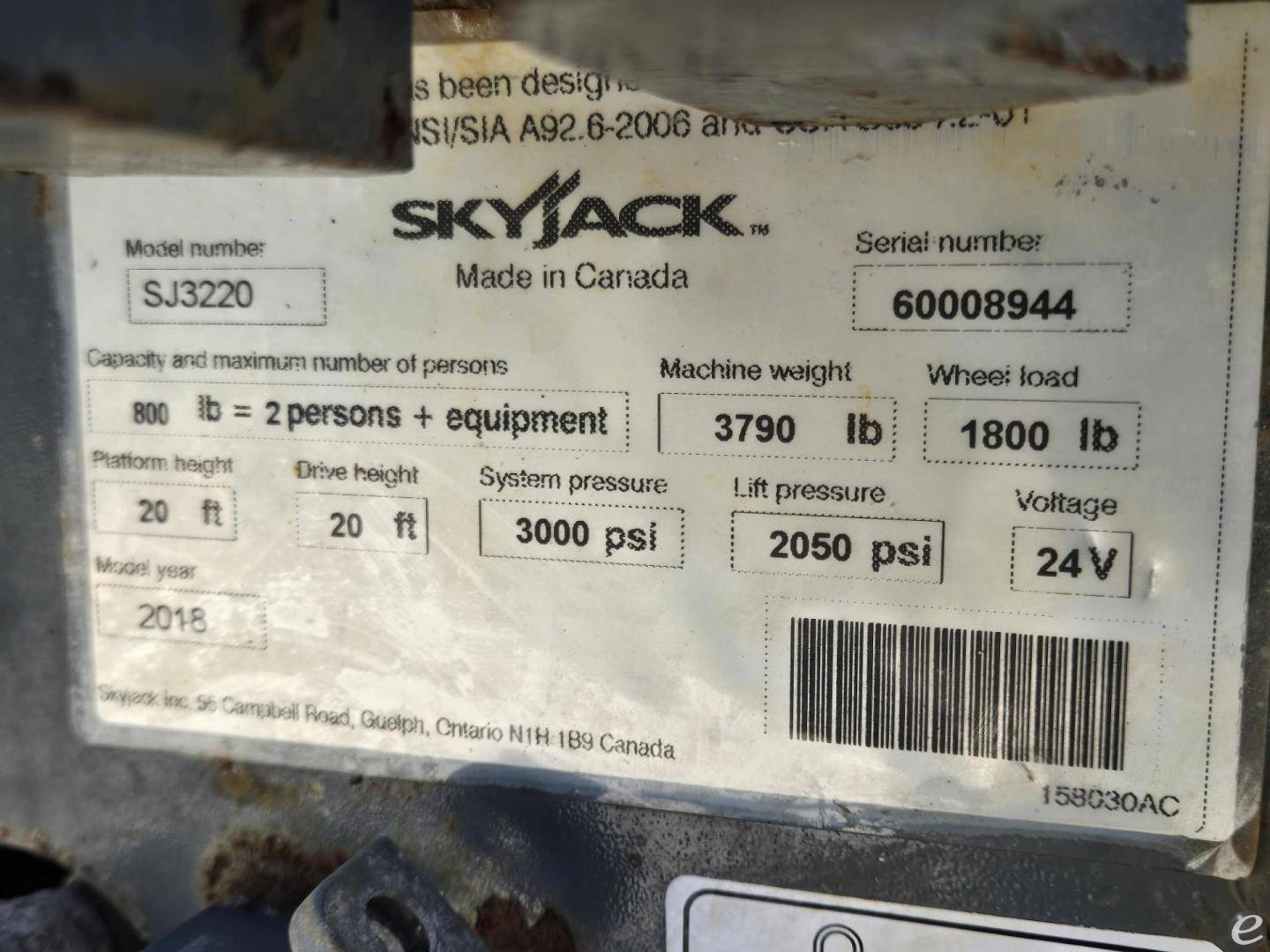 2018 Skyjack SJIII3220