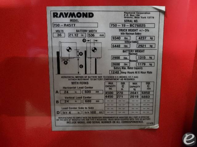 2019 Raymond 750-R45TT