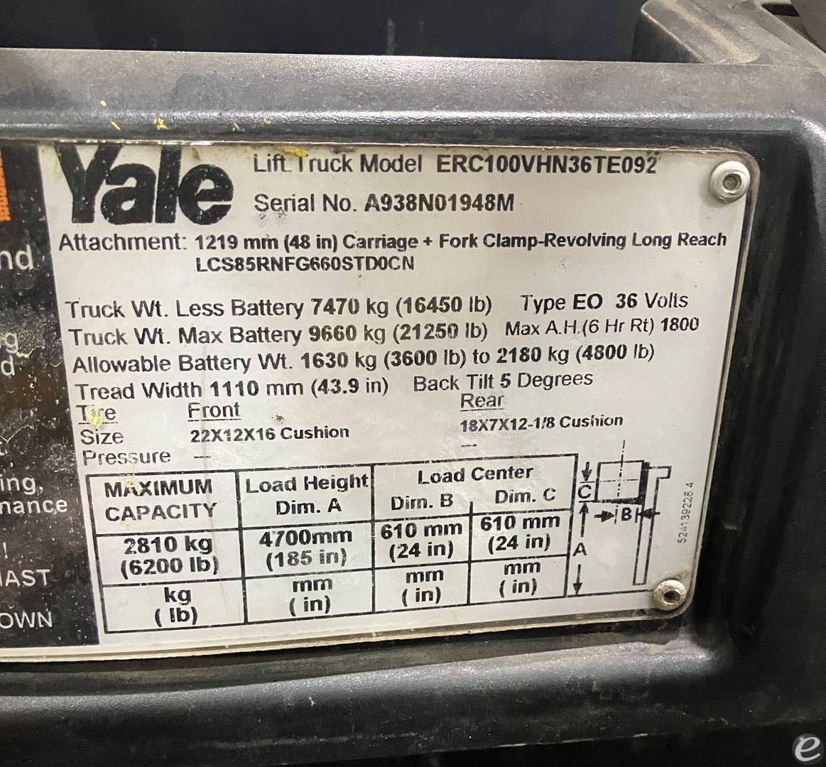 2014 Yale ERC100VHSN36TE092