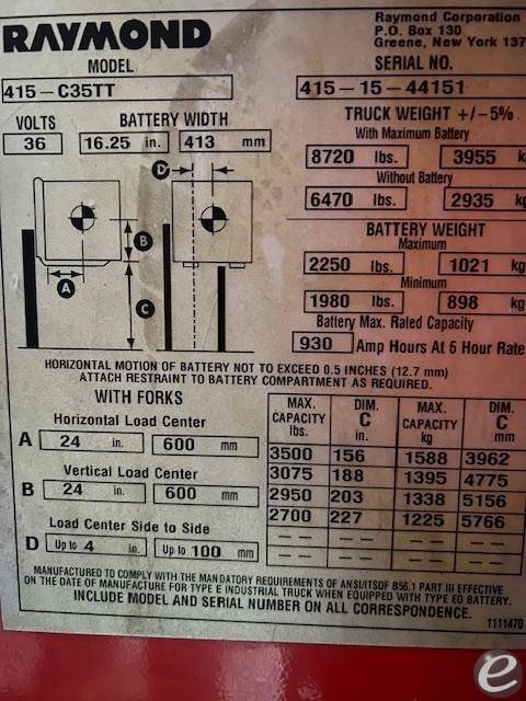 2015 Raymond 415C35TT