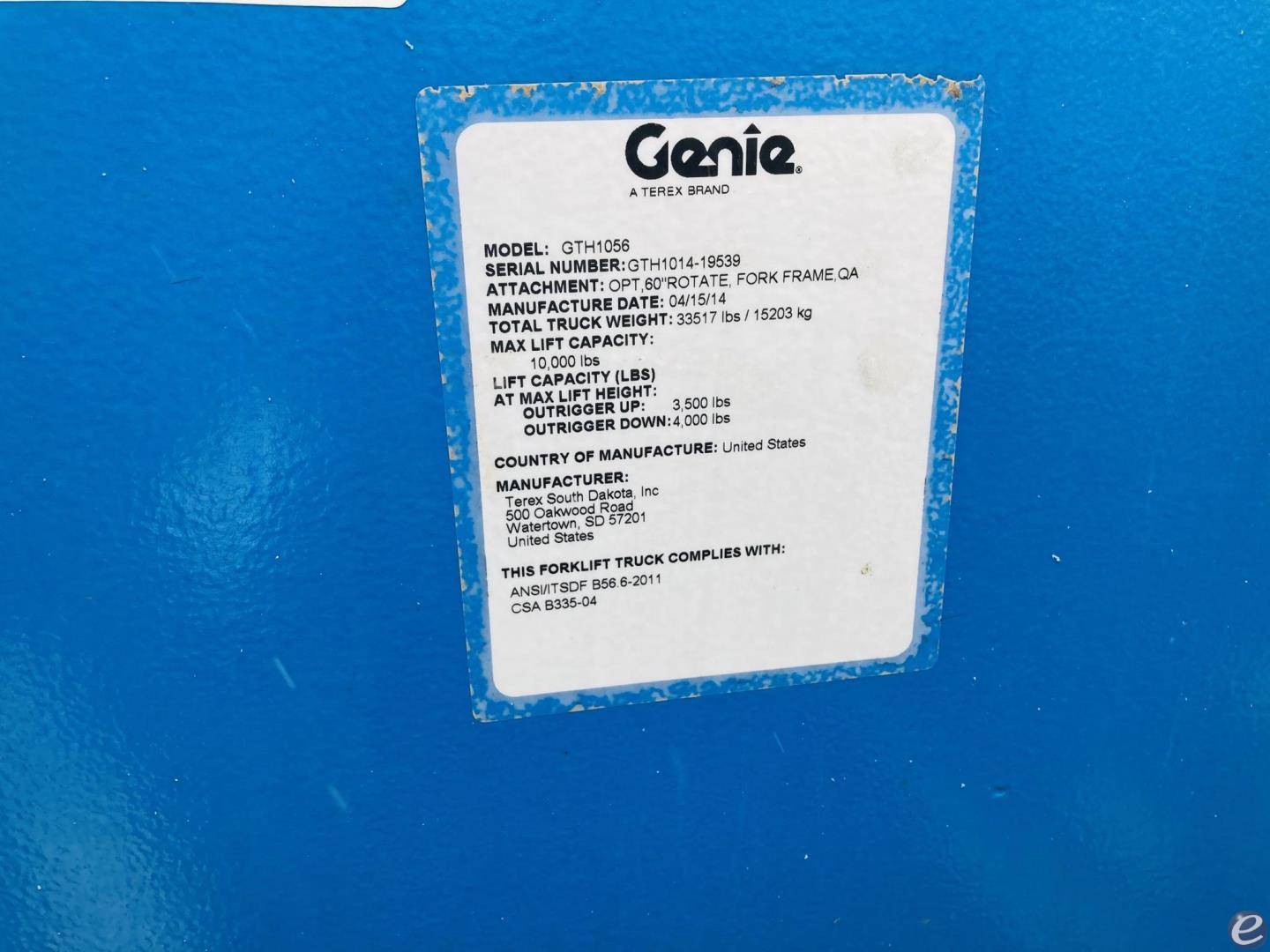 2014 Genie GTH1056