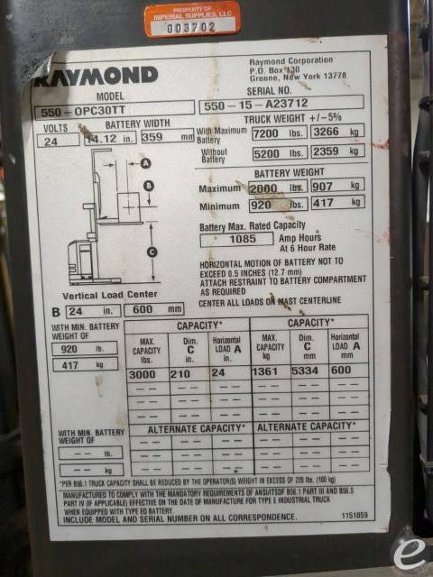 2015 Raymond 550-OPC30TT