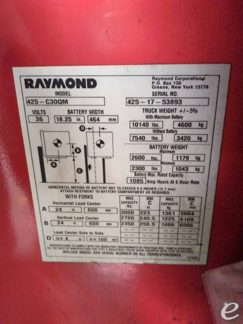 2017 Raymond 425-C30QM