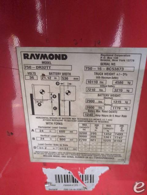 2016 Raymond 750-DR32TT