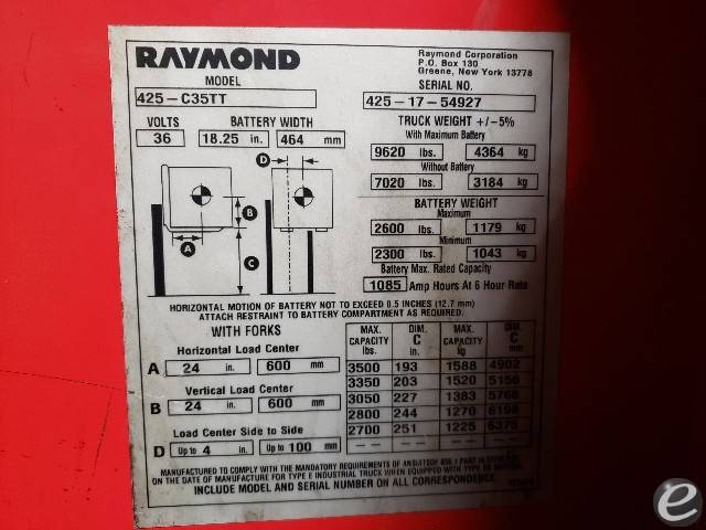 2017 Raymond 425-C35TT